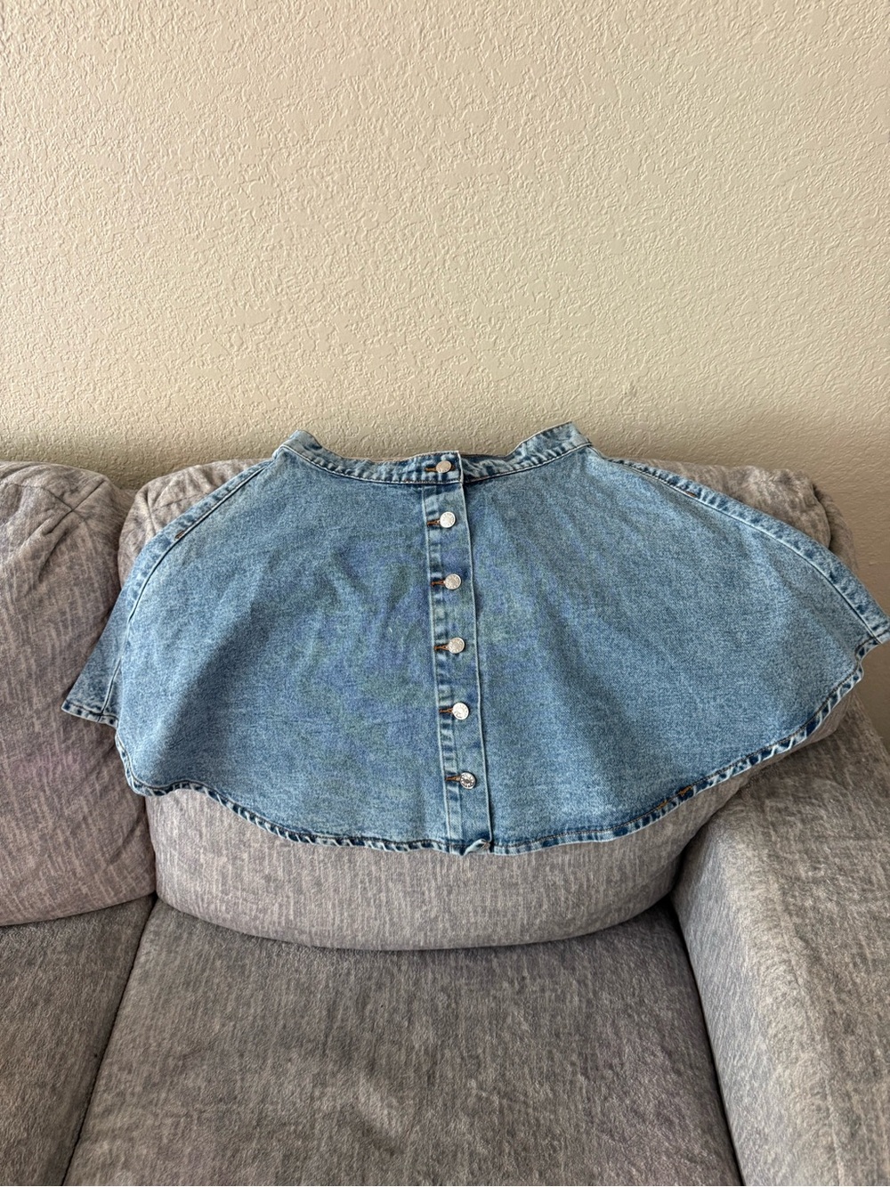 Source Unknown Light Blue Denim Mini Skirt with Back Buttons